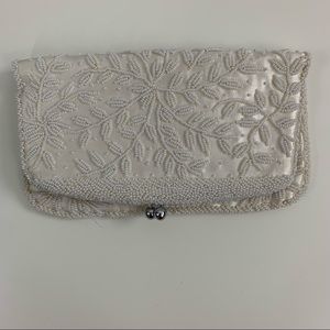 Vintage White Beaded Purse and Gloves